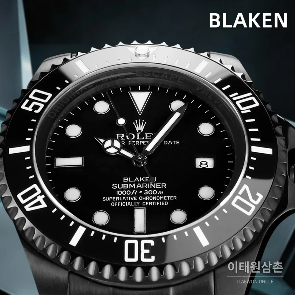 롤렉스 씨드웰러 딥씨 블라켄 PVD 블랙 다이버 오토매틱 44mm 블랙 다이얼 스틸 브레이슬릿 (2)