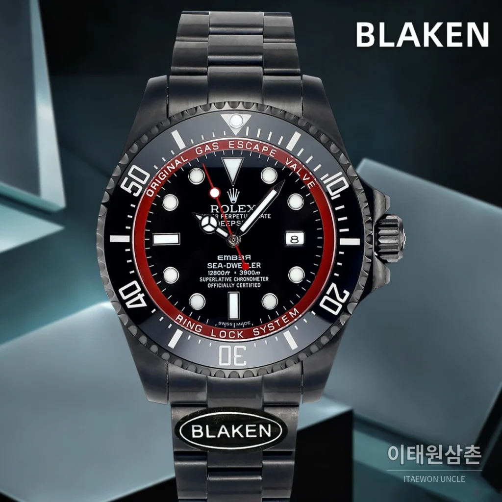 롤렉스 씨드웰러 딥씨 블라켄 PVD 블랙 다이버 오토매틱 44mm 블랙 다이얼 세라믹 브레이슬릿 (2)