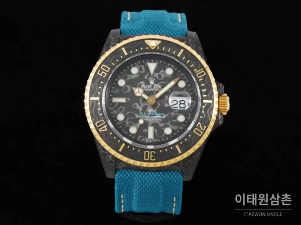 롤렉스 씨드웰러 DiW 카본파이버 블랙다이얼 오토매틱 43mm (3) 롤렉스 씨드웰러 DiW 카본파이버 블랙다이얼 오토매틱 43mm 블루 나일론 스트랩 골드 베젤