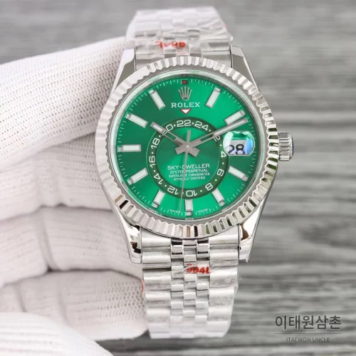 롤렉스 스카이드웰러 904L스틸 블루다이얼 애뉴얼캘린더 듀얼타임 오토매틱 42mm 스틸 브레이슬릿