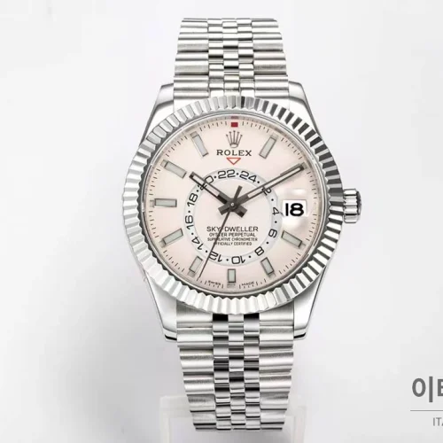 롤렉스 스카이드웰러 애뉴얼 캘린더 GMT 오토매틱 42mm 샴페인 다이얼 스틸 브레이슬릿