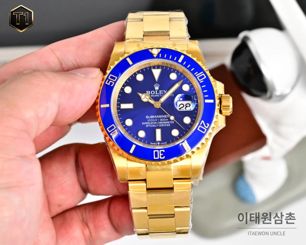 롤렉스 서브마리너 41 904L 스틸/세라믹베젤 오토매틱 41mm 블랙 다이얼 골드 브레이슬릿
