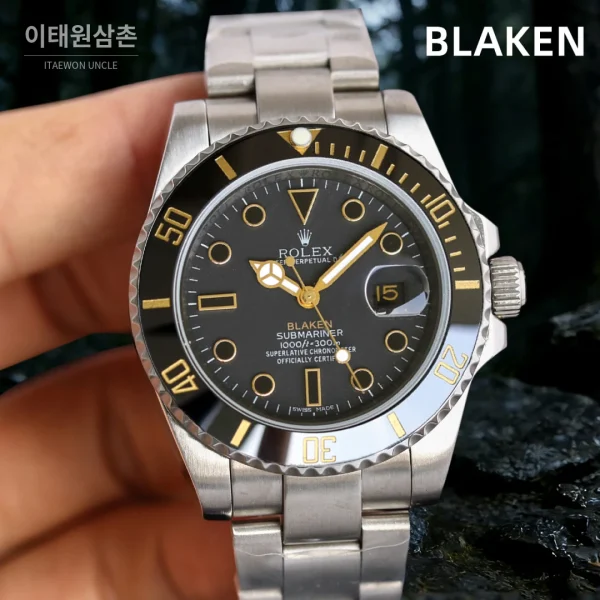 롤렉스 서브마리너 오토매틱 블랙 다이얼 스틸 브레이슬릿 블랙 베젤