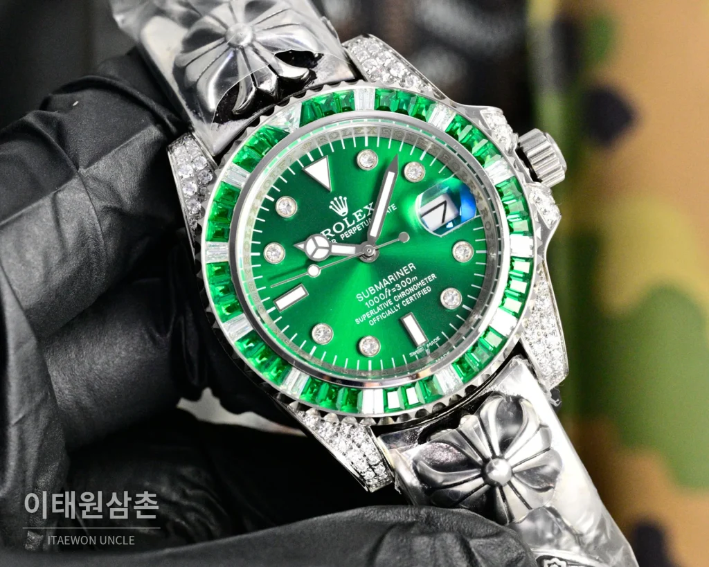 롤렉스 서브마리너 오토매틱 그린 다이얼 스틸 브레이슬릿 그린 베젤