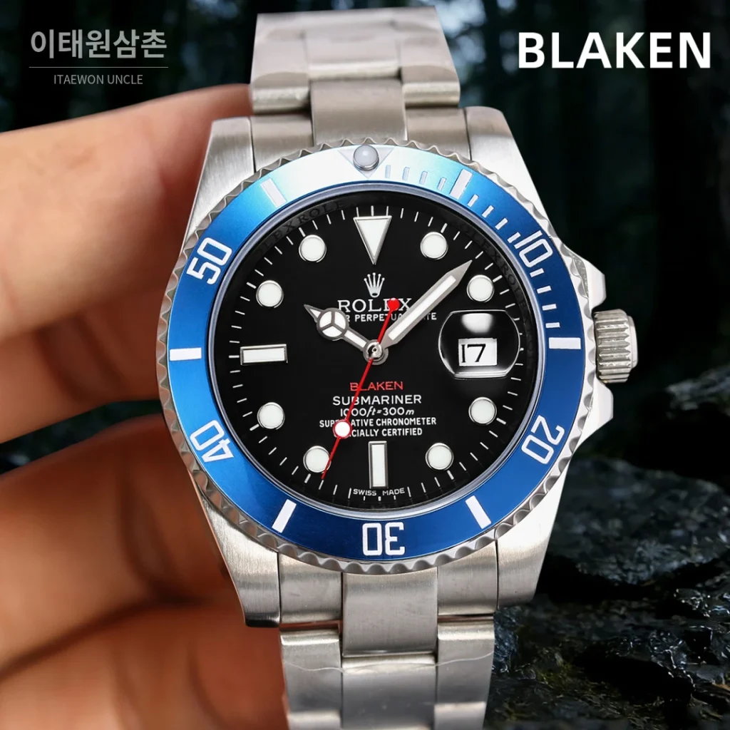 롤렉스 서브마리너 오토매틱 블루 다이얼 스틸 브레이슬릿 블루 베젤