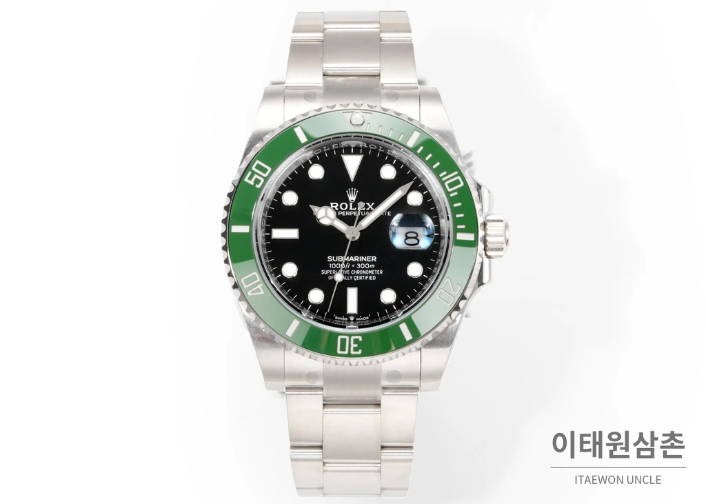 롤렉스 서브마리너 데이트 그린베젤 블랙다이얼 자동 시계 41mm