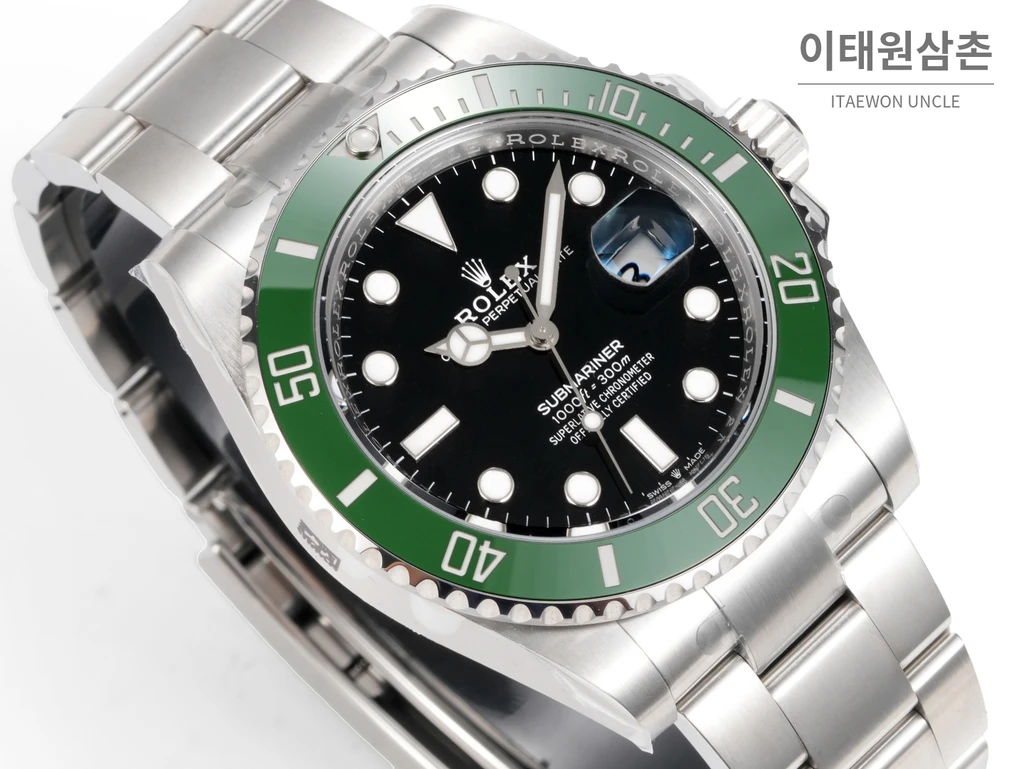 롤렉스 서브마리너 데이트 그린베젤 블랙다이얼 자동 시계 41mm