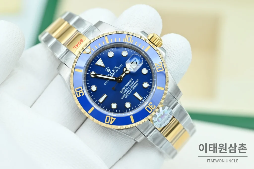 롤렉스 서브마리너 데이트 콤비 블루베젤 블루다이얼 오토매틱 OK팩토리 41mm
