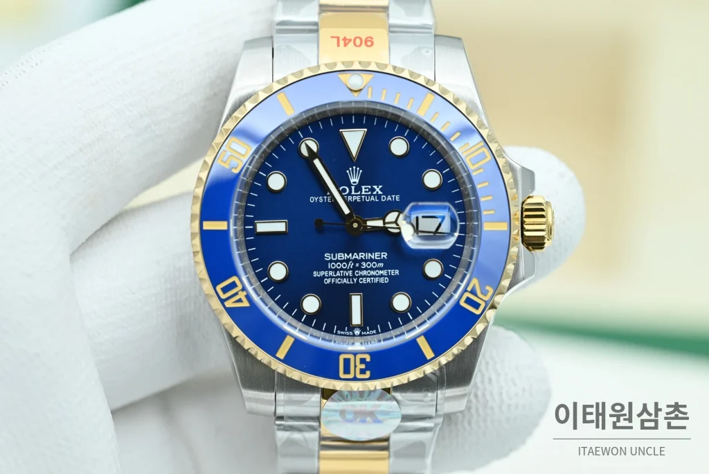 롤렉스 서브마리너 데이트 콤비 블루베젤 블루다이얼 오토매틱 OK팩토리 41mm