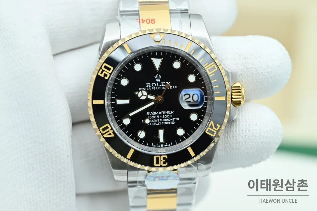롤렉스 서브마리너 데이트 콤비 블랙베젤 블랙다이얼 오토매틱 OK팩토리 41mm
