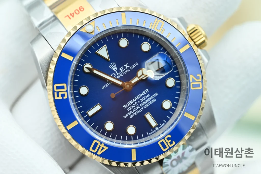 롤렉스 서브마리너 데이트 콤비 블루베젤 블루다이얼 오토매틱 OK팩토리 41mm