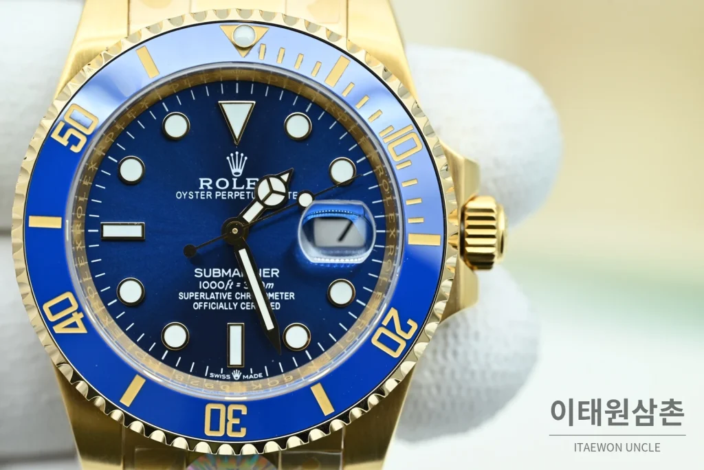 롤렉스 서브마리너 데이트 옐로우골드 블루다이얼 오토매틱 OK팩토리 41mm