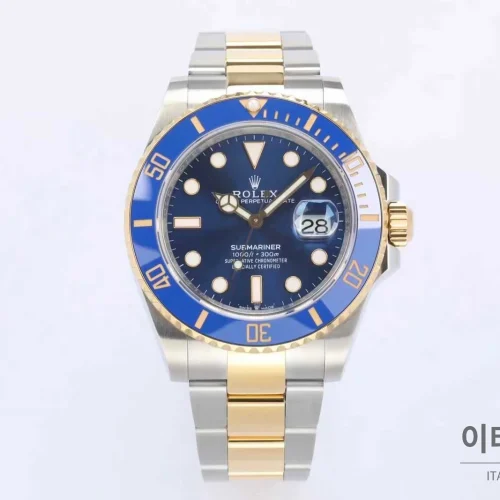 롤렉스 서브마리너 스틸 골드톤 세라믹베젤 블랙다이얼 다이버 오토매틱 41mm 블랙 / 골드 투톤 브레이슬릿