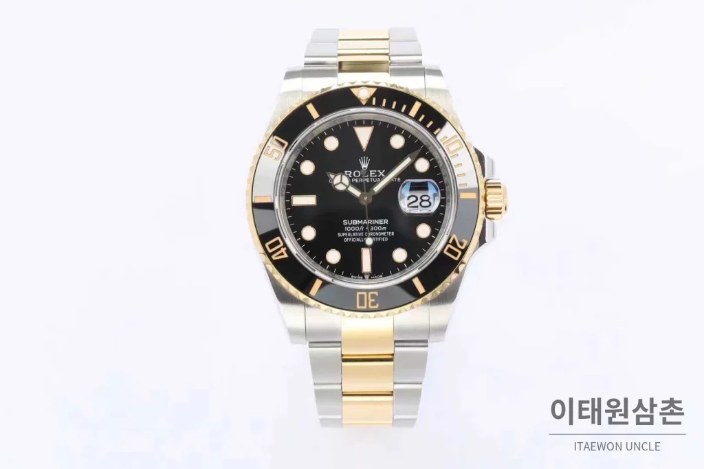 롤렉스 서브마리너 스틸 골드톤 세라믹베젤 블랙다이얼 다이버 오토매틱 41mm 블랙 / 골드 투톤 브레이슬릿 (2)