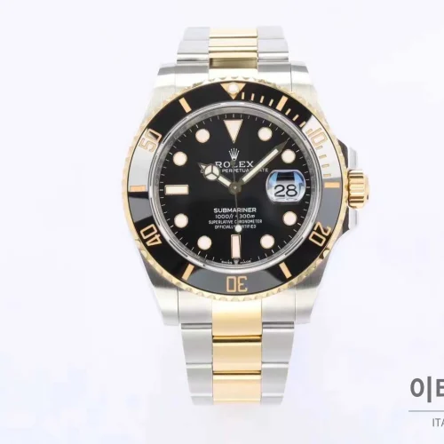 롤렉스 서브마리너 스틸 골드톤 세라믹베젤 블랙다이얼 다이버 오토매틱 41mm 블랙 / 골드 투톤 브레이슬릿 (2)