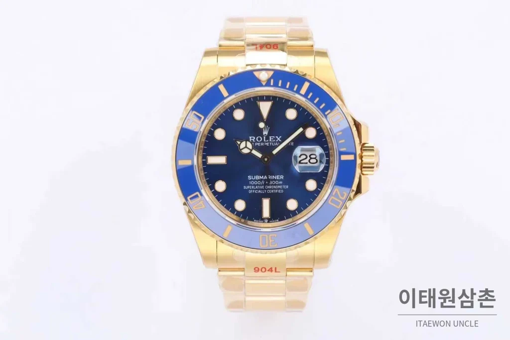 롤렉스 서브마리너 스틸 골드톤 세라믹베젤 블랙다이얼 다이버 오토매틱 41mm 블랙 / 골드 골드 브레이슬릿