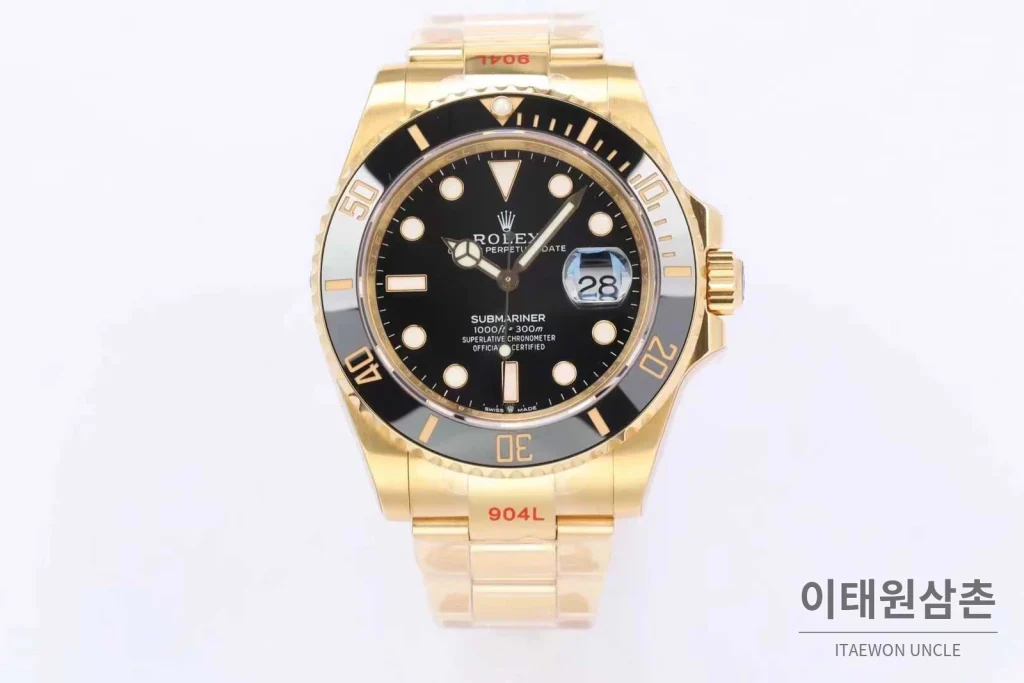 롤렉스 서브마리너 스틸 골드톤 세라믹베젤 블랙다이얼 다이버 오토매틱 41mm 블랙 / 골드 골드 브레이슬릿 (2)