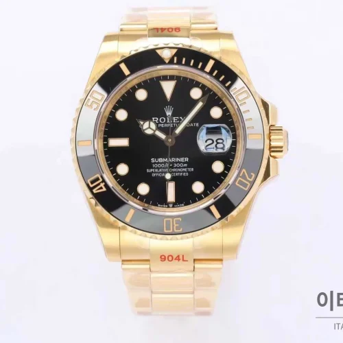 롤렉스 서브마리너 스틸 골드톤 세라믹베젤 블랙다이얼 다이버 오토매틱 41mm 블랙 / 골드 골드 브레이슬릿 (2)