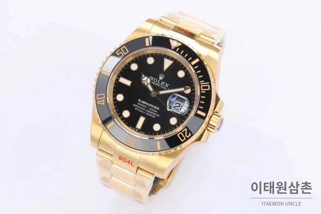 롤렉스 서브마리너 스틸 골드톤 세라믹베젤 블랙다이얼 다이버 오토매틱 41mm 블랙 / 골드 골드 브레이슬릿 (2)