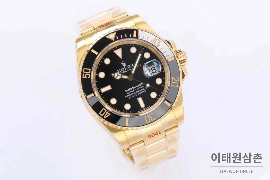 롤렉스 서브마리너 스틸 골드톤 세라믹베젤 블랙다이얼 다이버 오토매틱 41mm 블랙 / 골드 골드 브레이슬릿 (2)