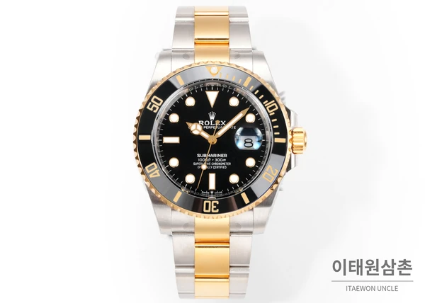 롤렉스 서브마리너 스타일 올골드컬러 블랙베젤 블랙다이얼 시계
