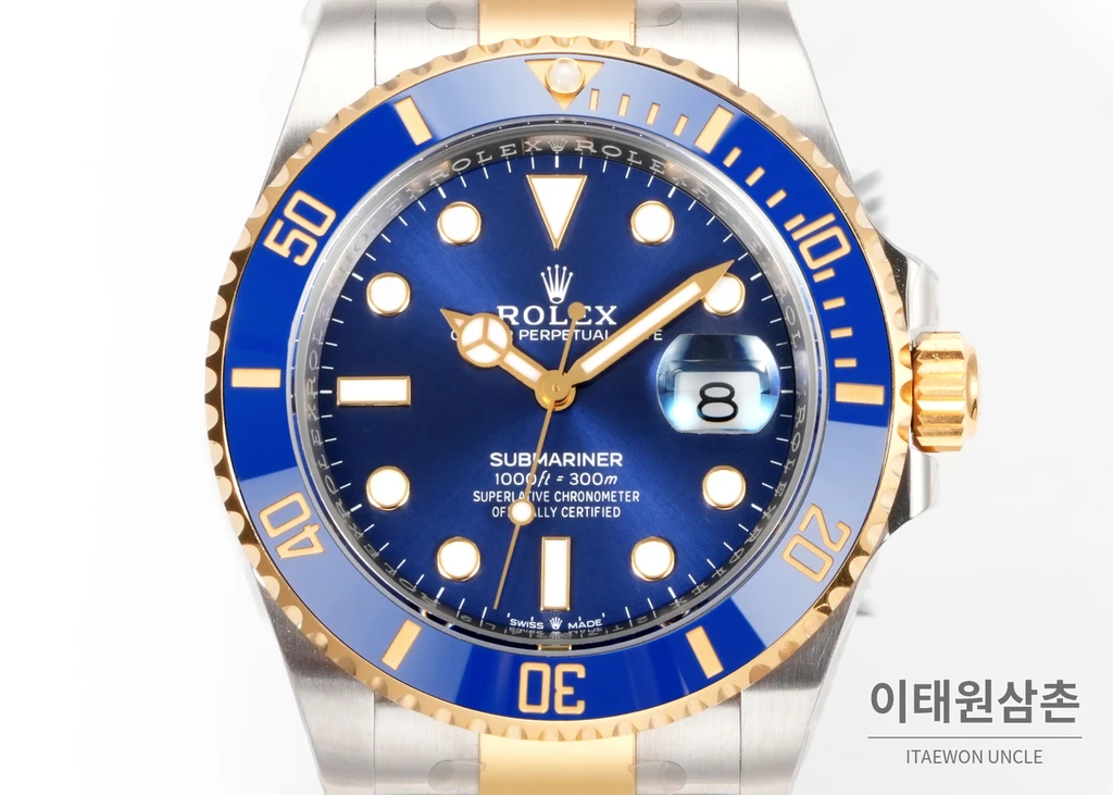 롤렉스 서브마리너 스타일 골드컬러 콤비 블루베젤 블루다이얼 시계