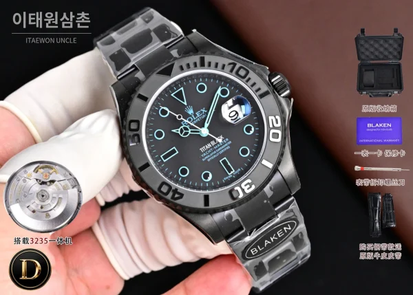 롤렉스 요트마스터 블라켄 아이스블루 야광 오토매틱 40mm 블랙 블랙 러버 스트랩 블랙 베젤 세라믹 케이스 롤렉스 요트마스터 블라켄 아이스블루 야광 오토매틱 40mm 블랙 블랙 러버 스트랩 블랙 베젤 세라믹 케이스