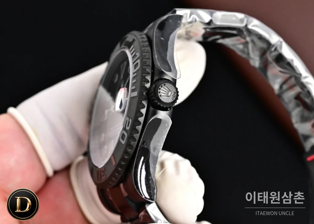 롤렉스 요트마스터 블라켄 아이스블루 야광 오토매틱 40mm 블랙 블랙 러버 스트랩 블랙 베젤