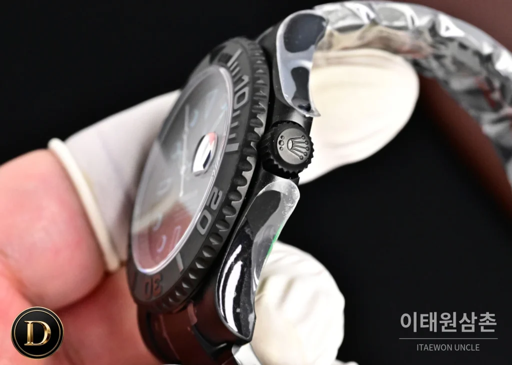 롤렉스 요트마스터 블라켄 아이스블루 야광 오토매틱 40mm 블랙 블랙 러버 스트랩 블랙 베젤 세라믹 케이스