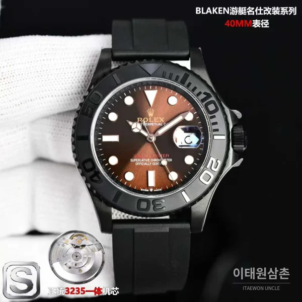 롤렉스 요트마스터 스틸 티타늄 블랙다이얼 러버밴드 다이버 오토매틱 40mm (2)
