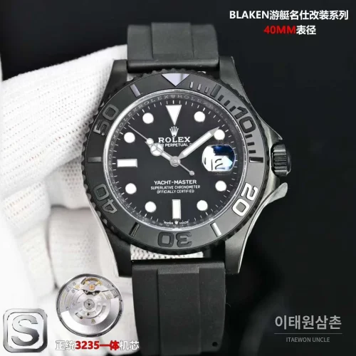 롤렉스 요트마스터 스틸 티타늄 블랙다이얼 러버밴드 다이버 오토매틱 40mm (4)