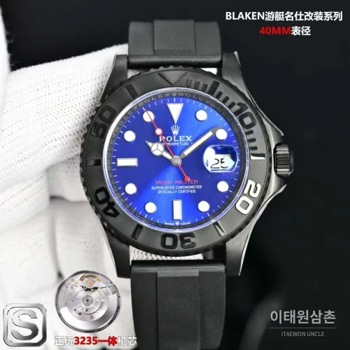 롤렉스 요트마스터 스틸 티타늄 블랙다이얼 러버밴드 다이버 오토매틱 40mm (5)