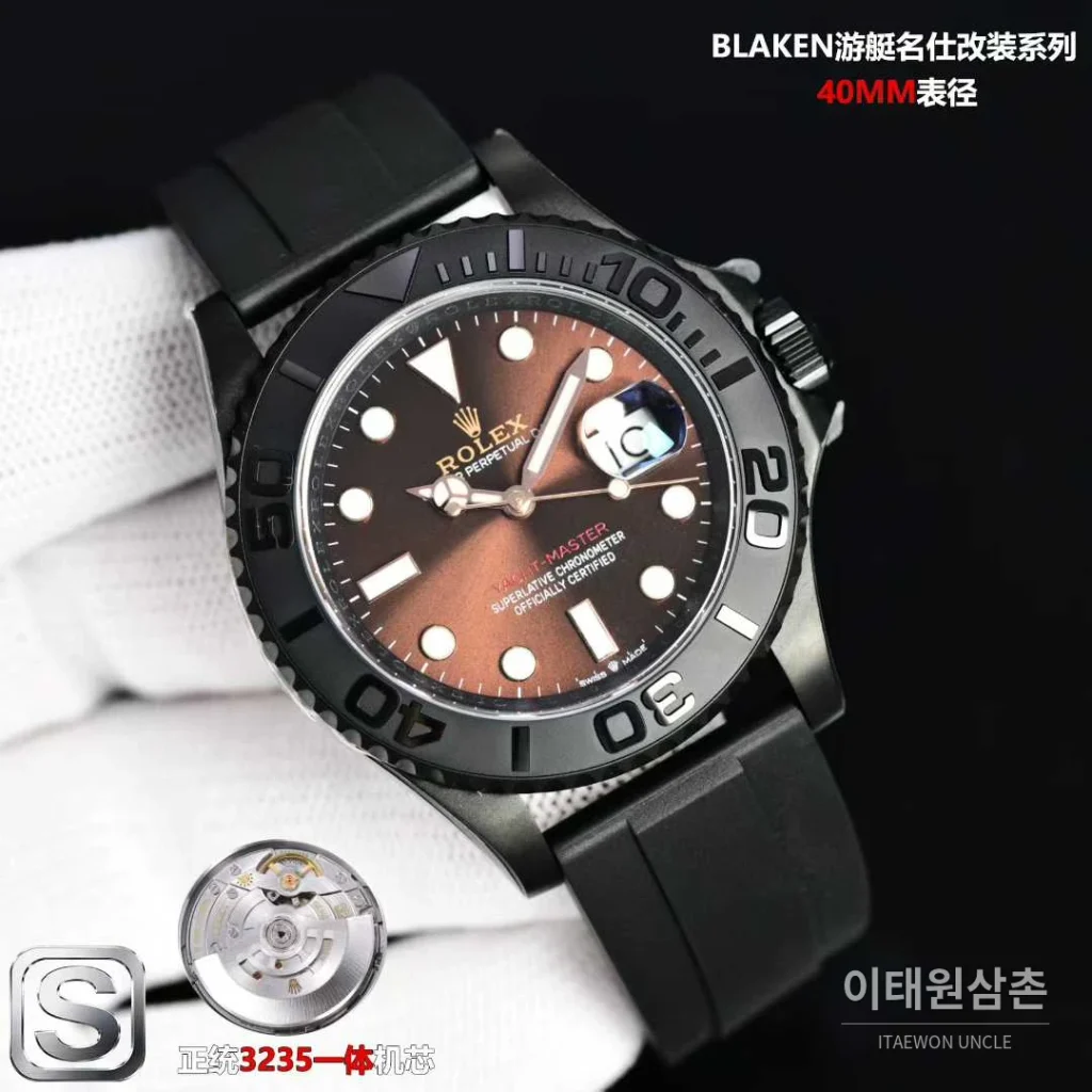 롤렉스 요트마스터 스틸 티타늄 블랙다이얼 러버밴드 다이버 오토매틱 40mm (2)