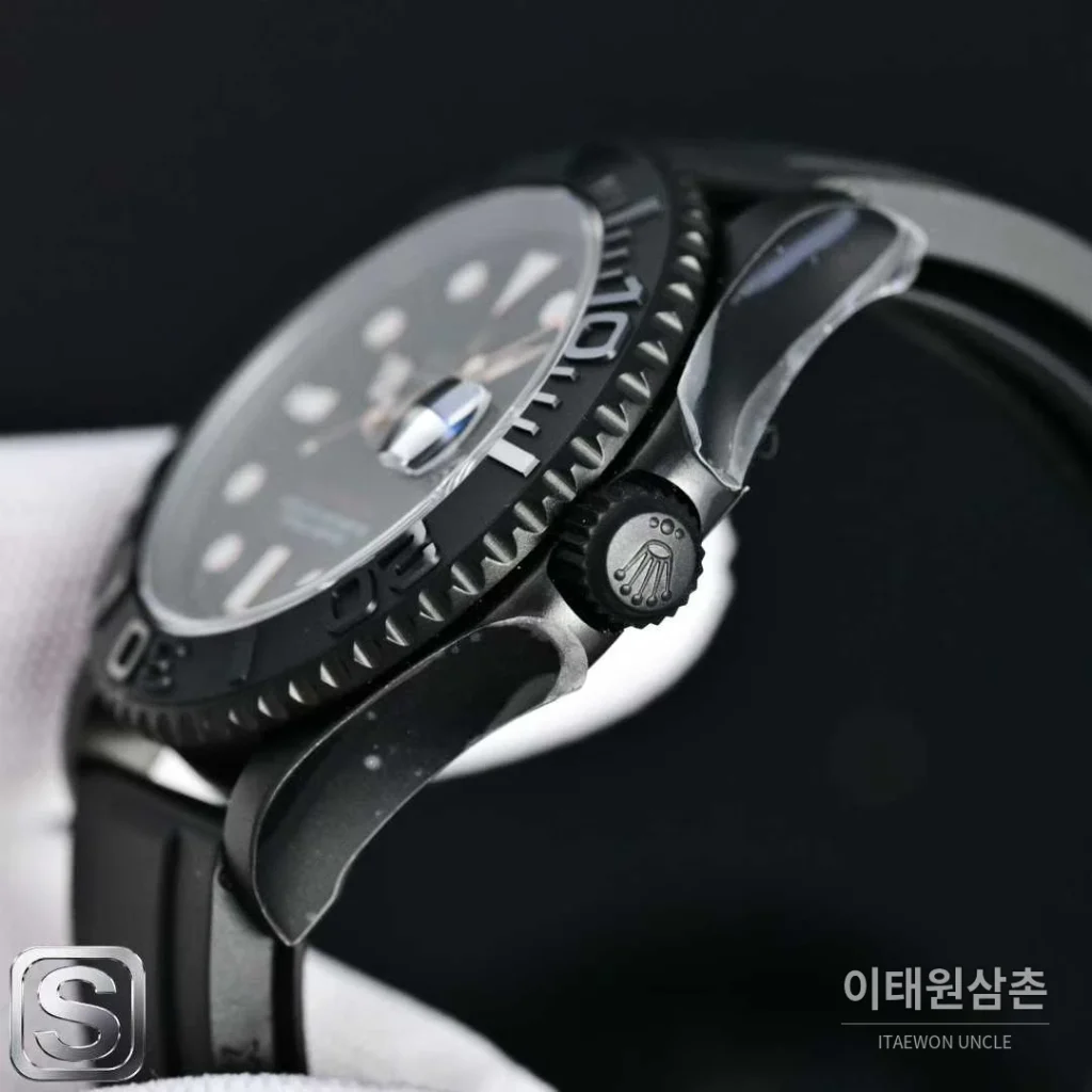롤렉스 요트마스터 스틸 티타늄 블랙다이얼 러버밴드 다이버 오토매틱 40mm
