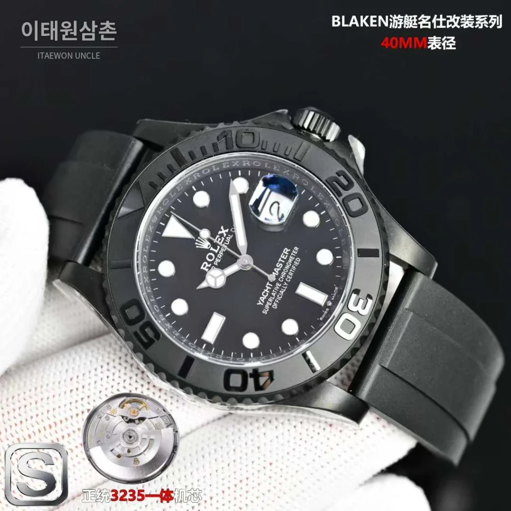 롤렉스 요트마스터 스틸 티타늄 블랙다이얼 러버밴드 다이버 오토매틱 40mm (4)