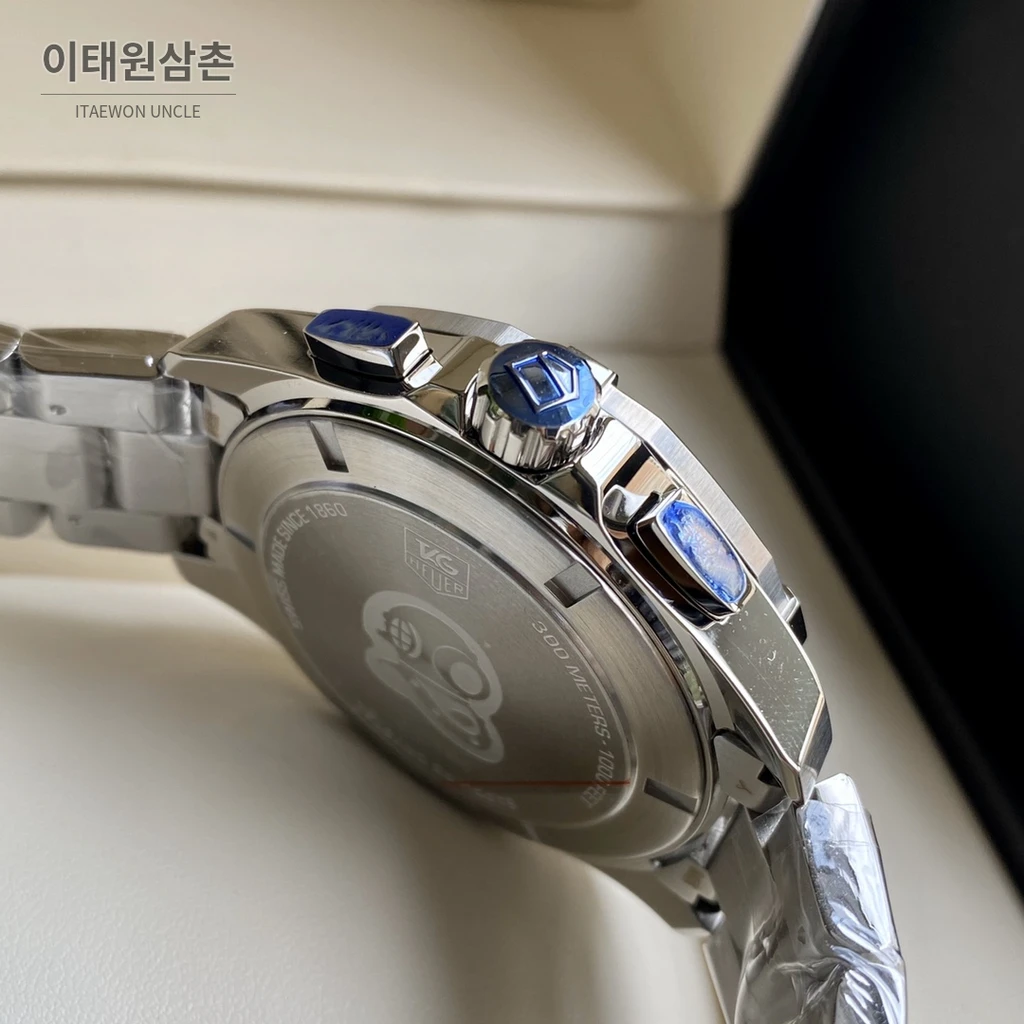 태그호이어 아쿠아레이서 스틸 블랙다이얼 쿼츠 크로노그래프 43mm