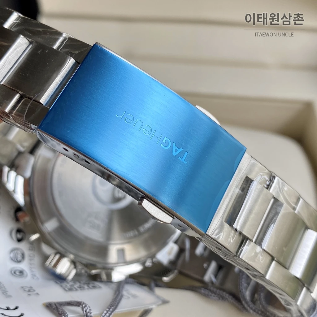 태그호이어 아쿠아레이서 스틸 블랙다이얼 쿼츠 크로노그래프 43mm