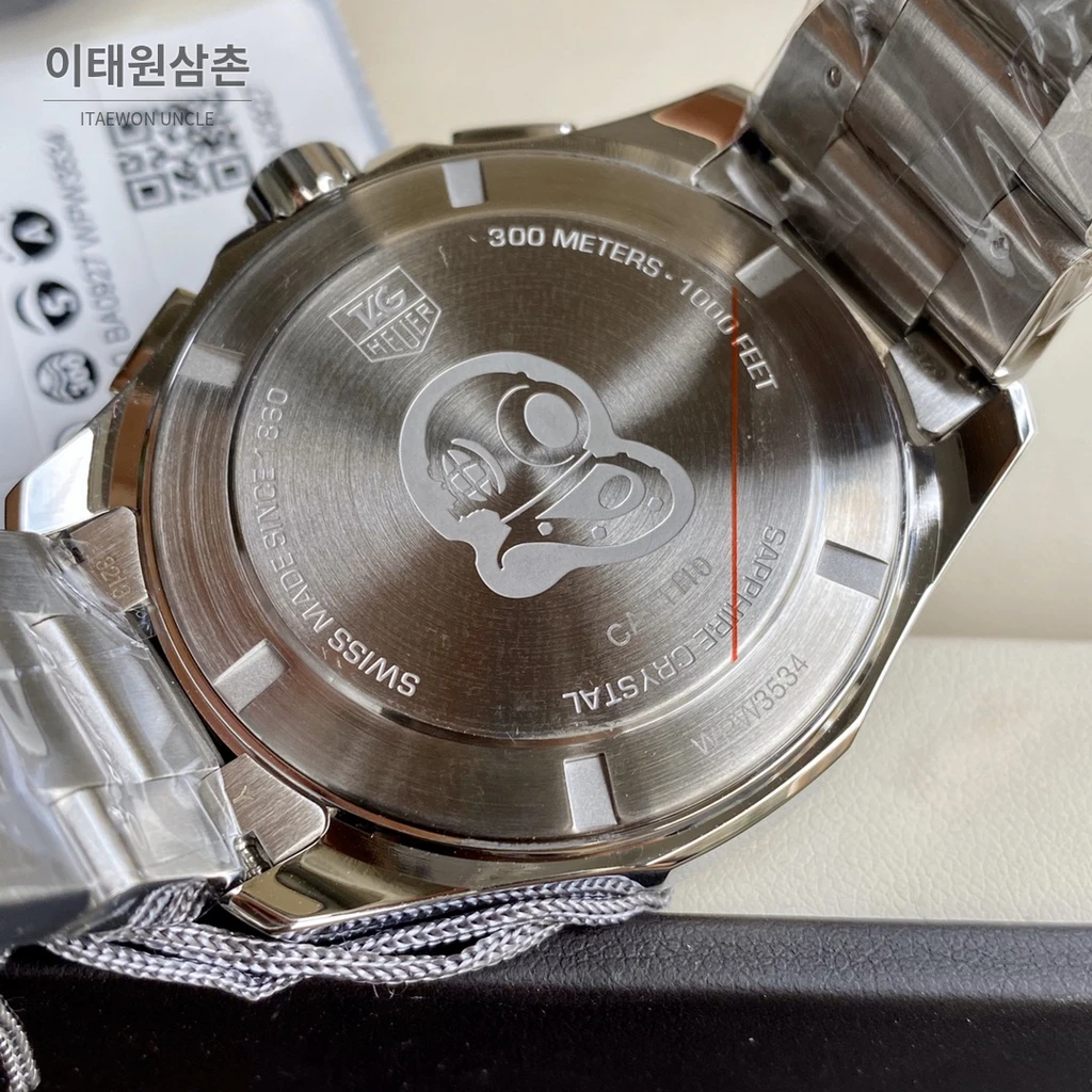 태그호이어 아쿠아레이서 스틸 블랙다이얼 쿼츠 크로노그래프 43mm