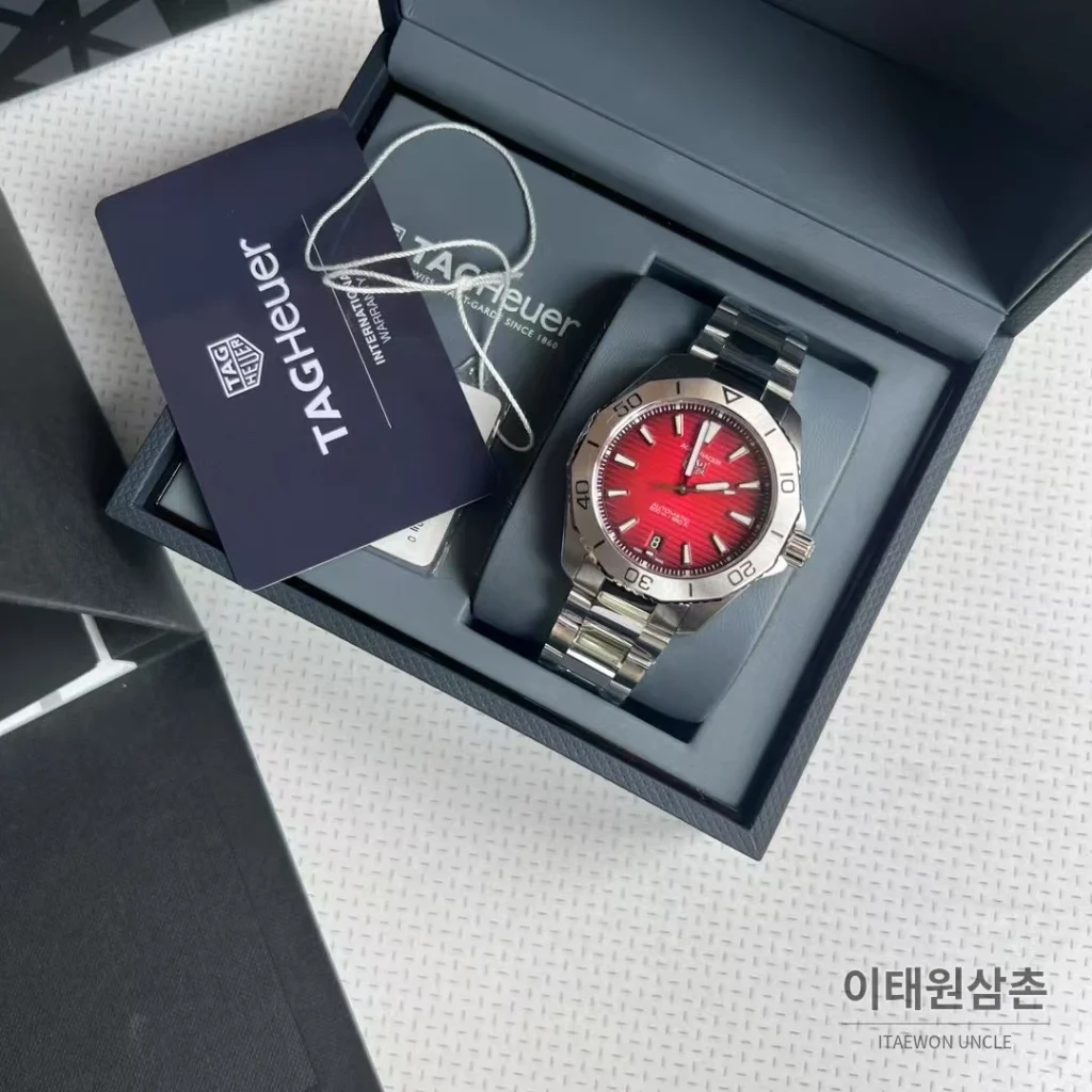 태그호이어 아쿠아레이서 선레이 다이얼 스틸 오토매틱 시계 40mm 선레이 다이얼 컬러 스틸 브레이슬릿