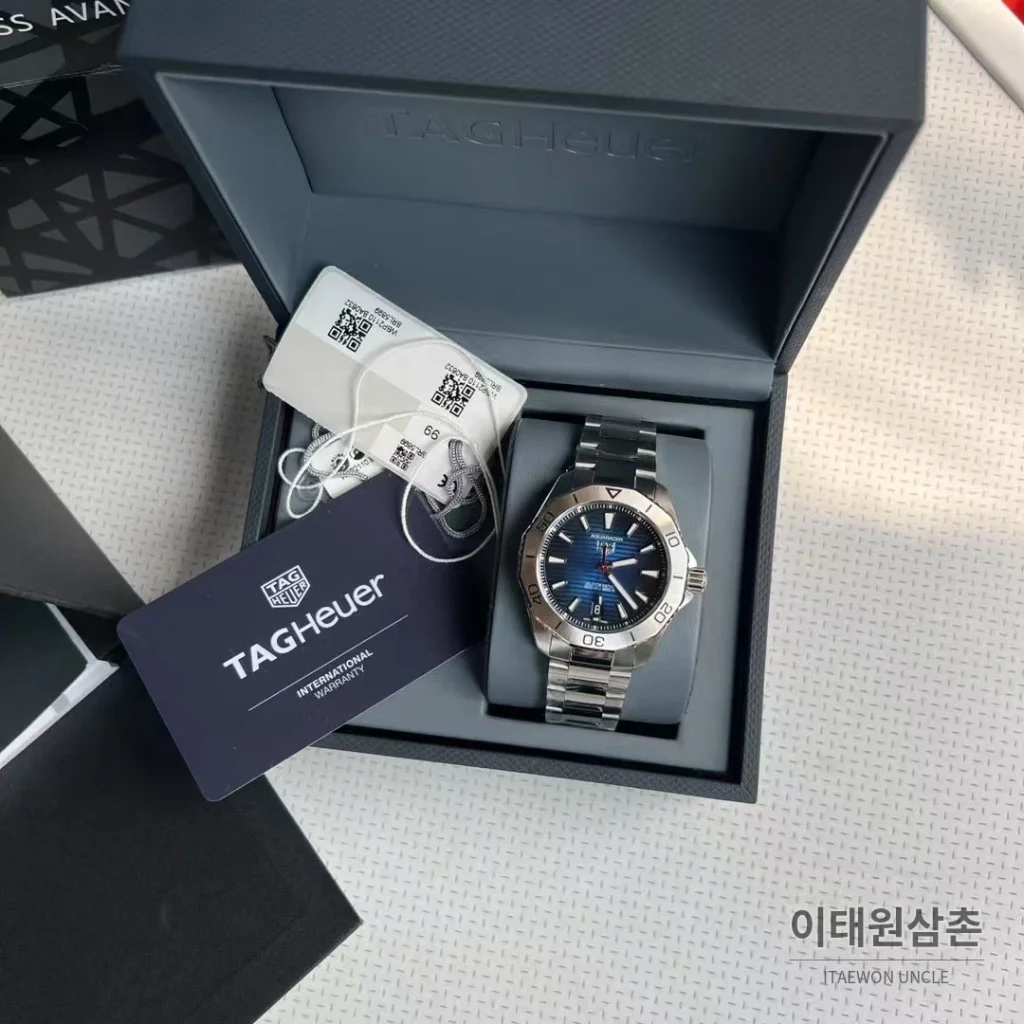 태그호이어 아쿠아레이서 선레이 다이얼 스틸 오토매틱 시계 40mm 선레이 다이얼 컬러 스틸 브레이슬릿 실버 베젤