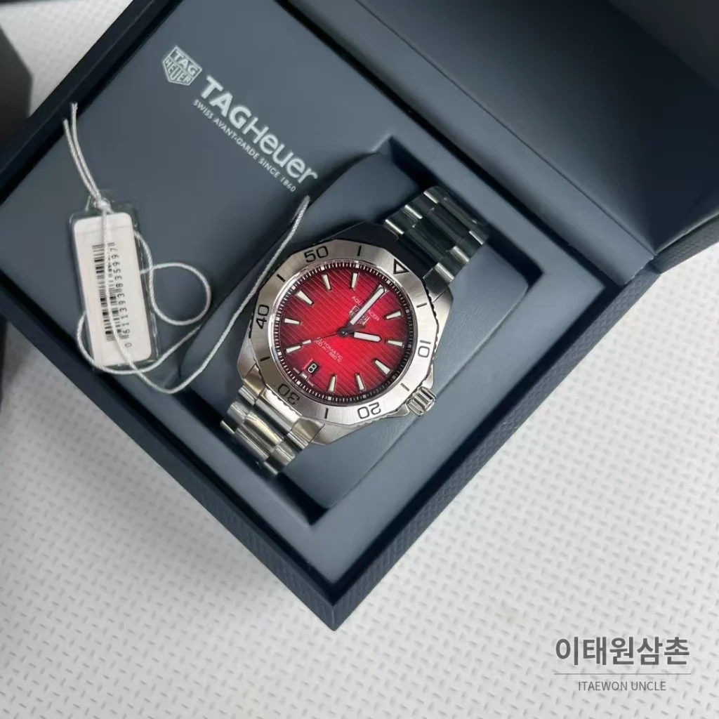 태그호이어 아쿠아레이서 선레이 다이얼 스틸 오토매틱 시계 40mm 선레이 다이얼 컬러 스틸 브레이슬릿