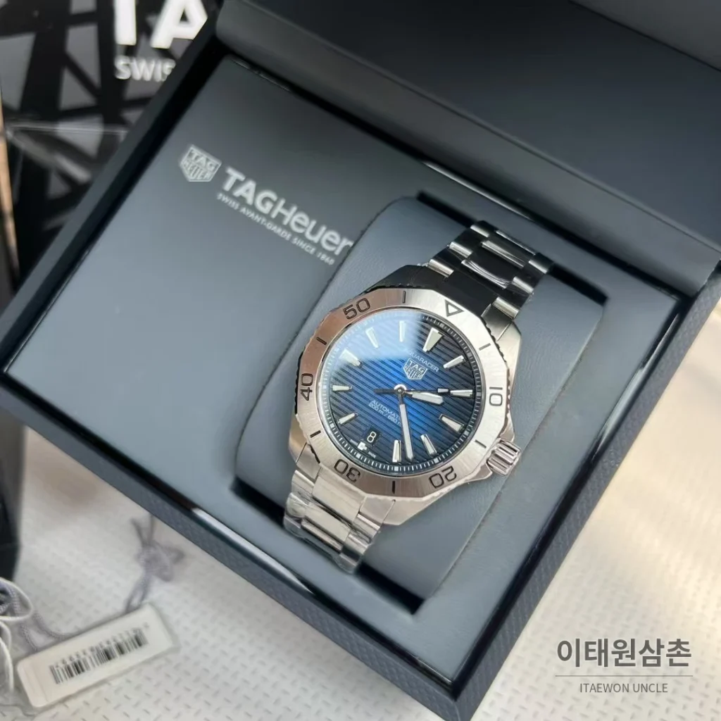 태그호이어 아쿠아레이서 선레이 다이얼 스틸 오토매틱 시계 40mm 선레이 다이얼 컬러 스틸 브레이슬릿 실버 베젤