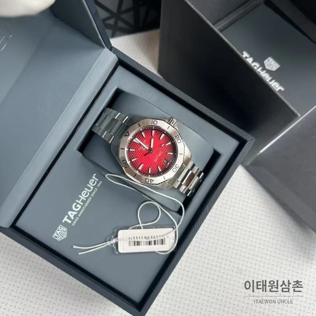태그호이어 아쿠아레이서 선레이 다이얼 스틸 오토매틱 시계 40mm 선레이 다이얼 컬러 스틸 브레이슬릿