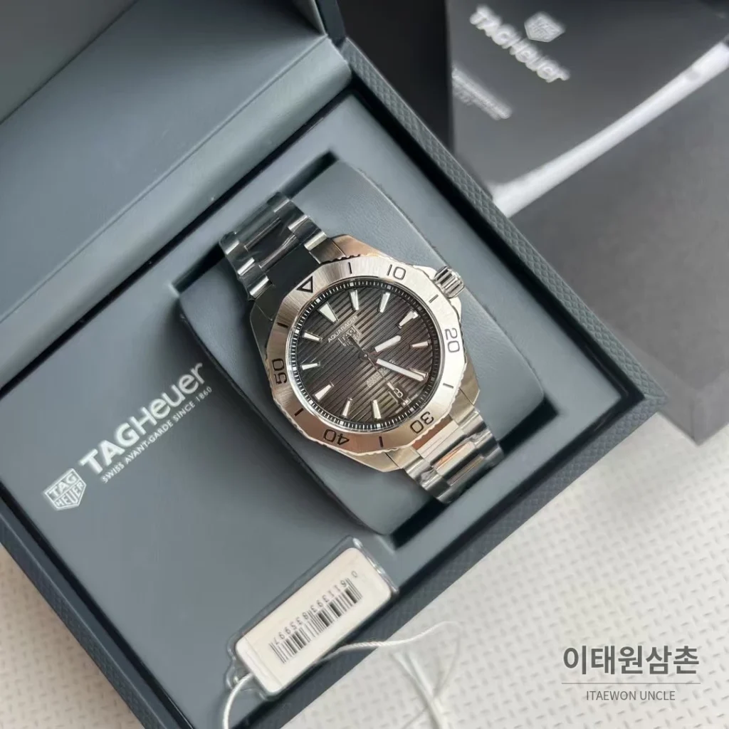 태그호이어 아쿠아레이서 선레이 다이얼 스틸 오토매틱 시계 40mm 선레이 다이얼 컬러 스틸 브레이슬릿 (3)