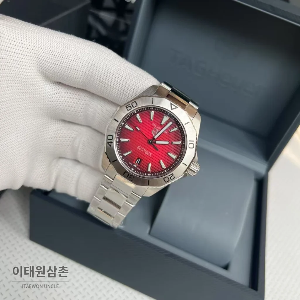 태그호이어 아쿠아레이서 선레이 다이얼 스틸 오토매틱 시계 40mm 선레이 다이얼 컬러 스틸 브레이슬릿