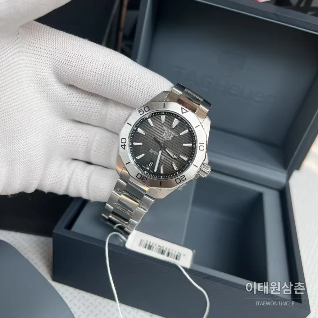 태그호이어 아쿠아레이서 선레이 다이얼 스틸 오토매틱 시계 40mm 선레이 다이얼 컬러 스틸 브레이슬릿 (3)