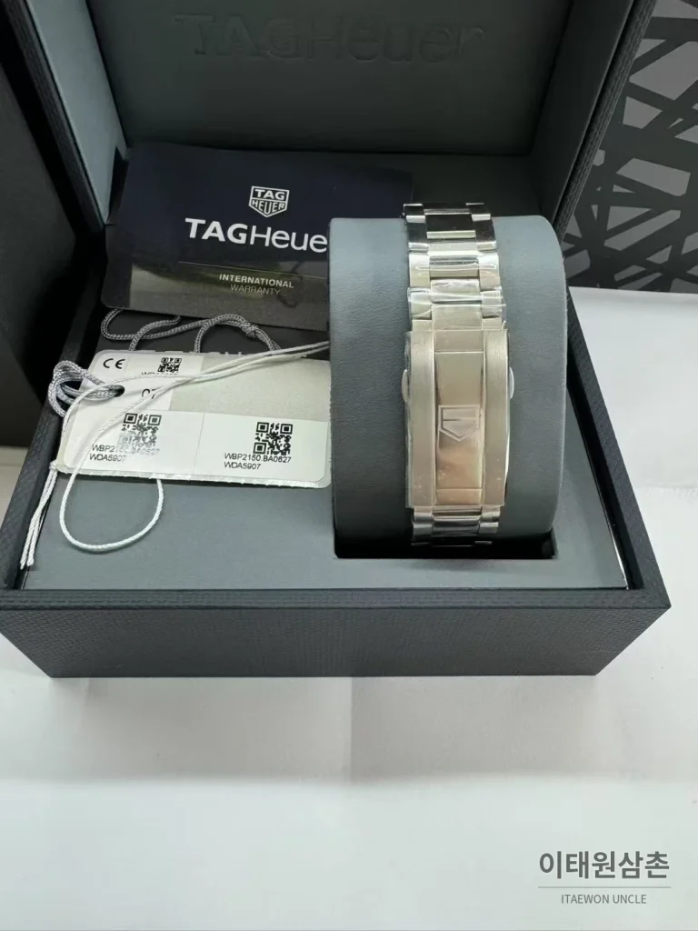 태그호이어 아쿠아레이서 선레이 다이얼 스틸 오토매틱 시계 40mm 선레이 다이얼 컬러 스틸 브레이슬릿 골드 베젤