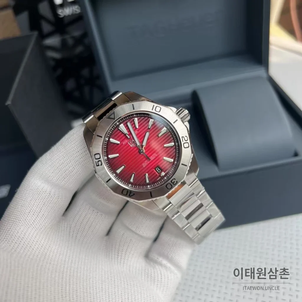 태그호이어 아쿠아레이서 선레이 다이얼 스틸 오토매틱 시계 40mm 선레이 다이얼 컬러 스틸 브레이슬릿