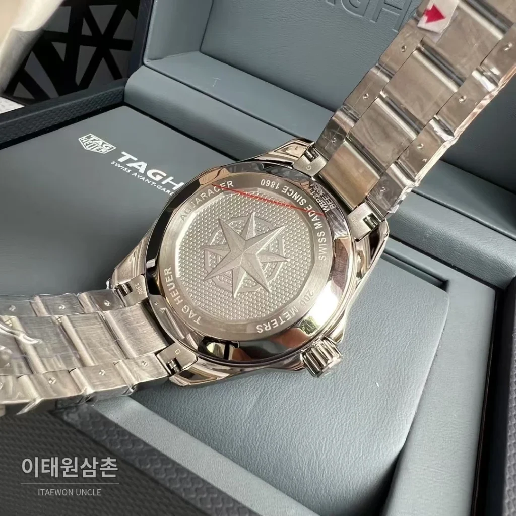 태그호이어 아쿠아레이서 선레이 다이얼 스틸 오토매틱 시계 40mm 선레이 다이얼 컬러 스틸 브레이슬릿 실버 베젤