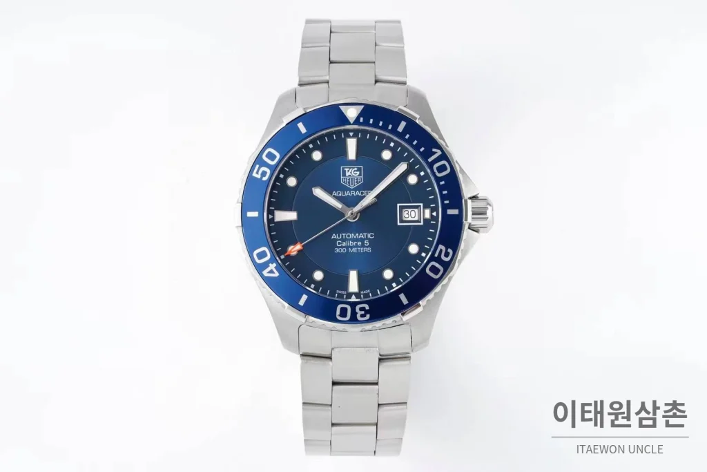 태그호이어 까레라 스틸 블랙다이얼 오토매틱 41mm 스틸 브레이슬릿 블루 베젤
